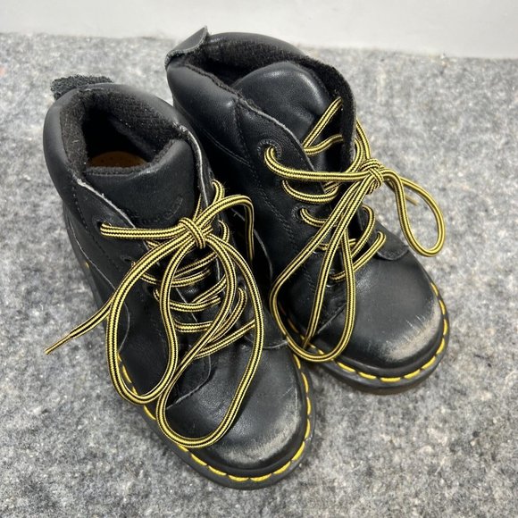 Dr. Marten Black Leather High-top Boots, Kids Size 12 - Picture 8 of 9